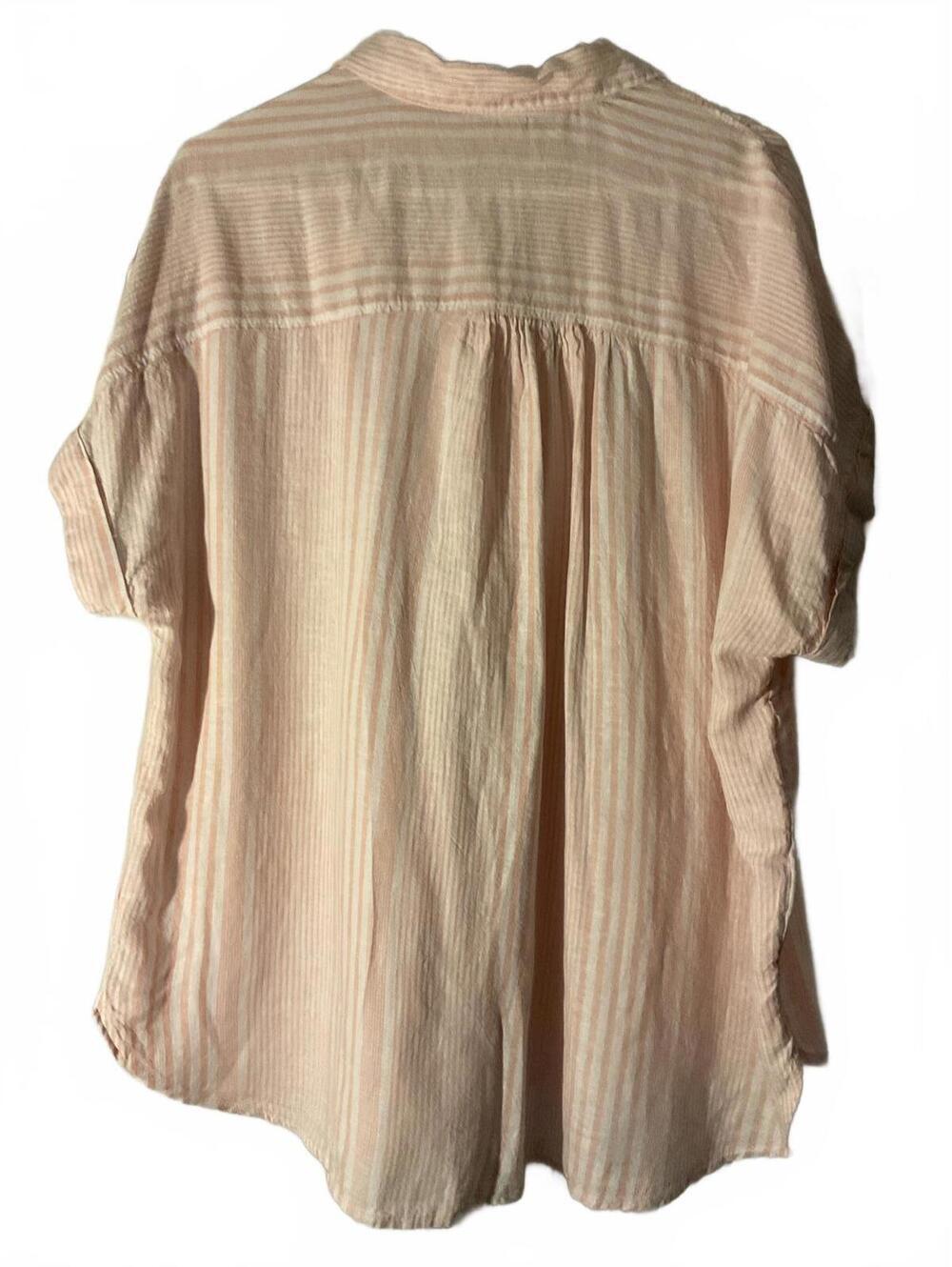 Time and Tru Oversized Pink Striped Linen Blend Button Up Shirt Size 2X - Picture 6 of 8
